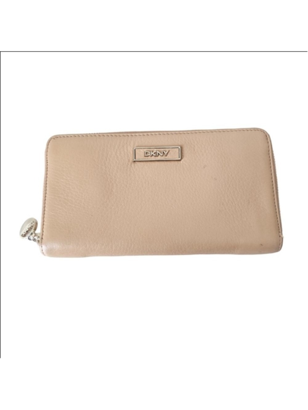 DKNY Tan Leather Zip Around Large Wallet